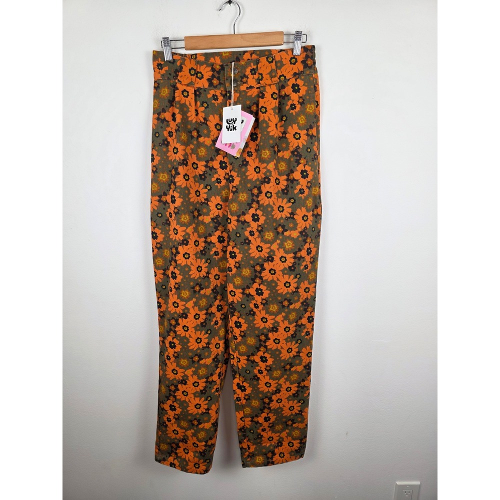 Lucy & Yak NWT Addison Jeans Organic Twill Orange Fleurs Floral Pants 30L